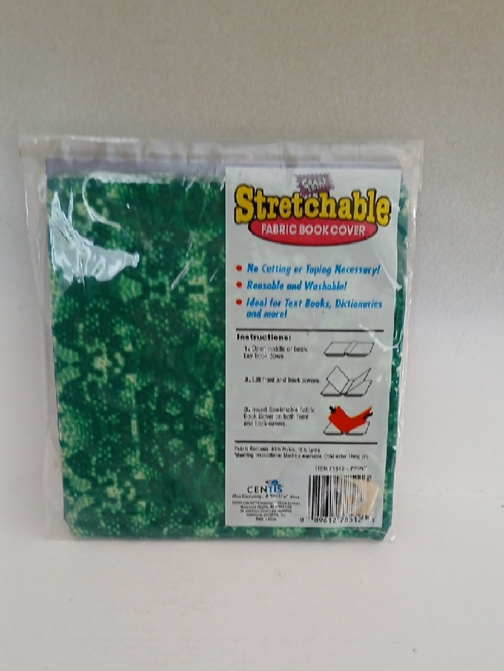 Stretchable Fabric Book Cover - Green Pattern - Picture 2 of 2